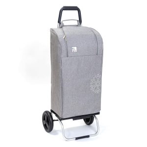 Chariot de course isotherme sidebag bleu blanc course bleu 2 roues gris
