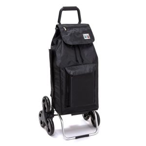Chariot de course isotherme sidebag bleublanccourse 6 roues carlux multipoches-noir