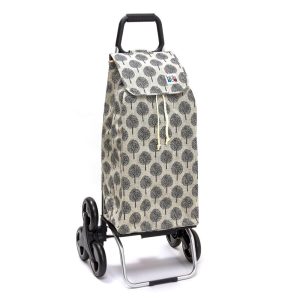 Chariot de course isotherme sidebag bleublanccourse 6 roues carlux motif florale