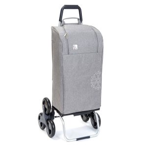 Chariot de course isotherme sidebag bleu blanc course gris clair