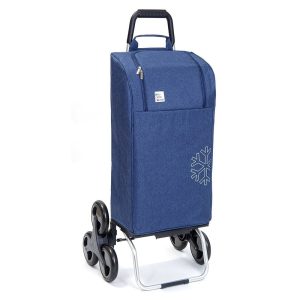 Chariot de course isotherme sidebag bleu blanc course bleu