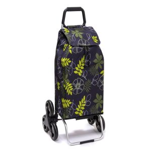 Chariot de course isotherme sidebag bleublanccourse 6 roues carlux motif fleurs