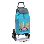 Chariot de course isotherme sidebag bleublanccourse 6 roues carlux urban bleu