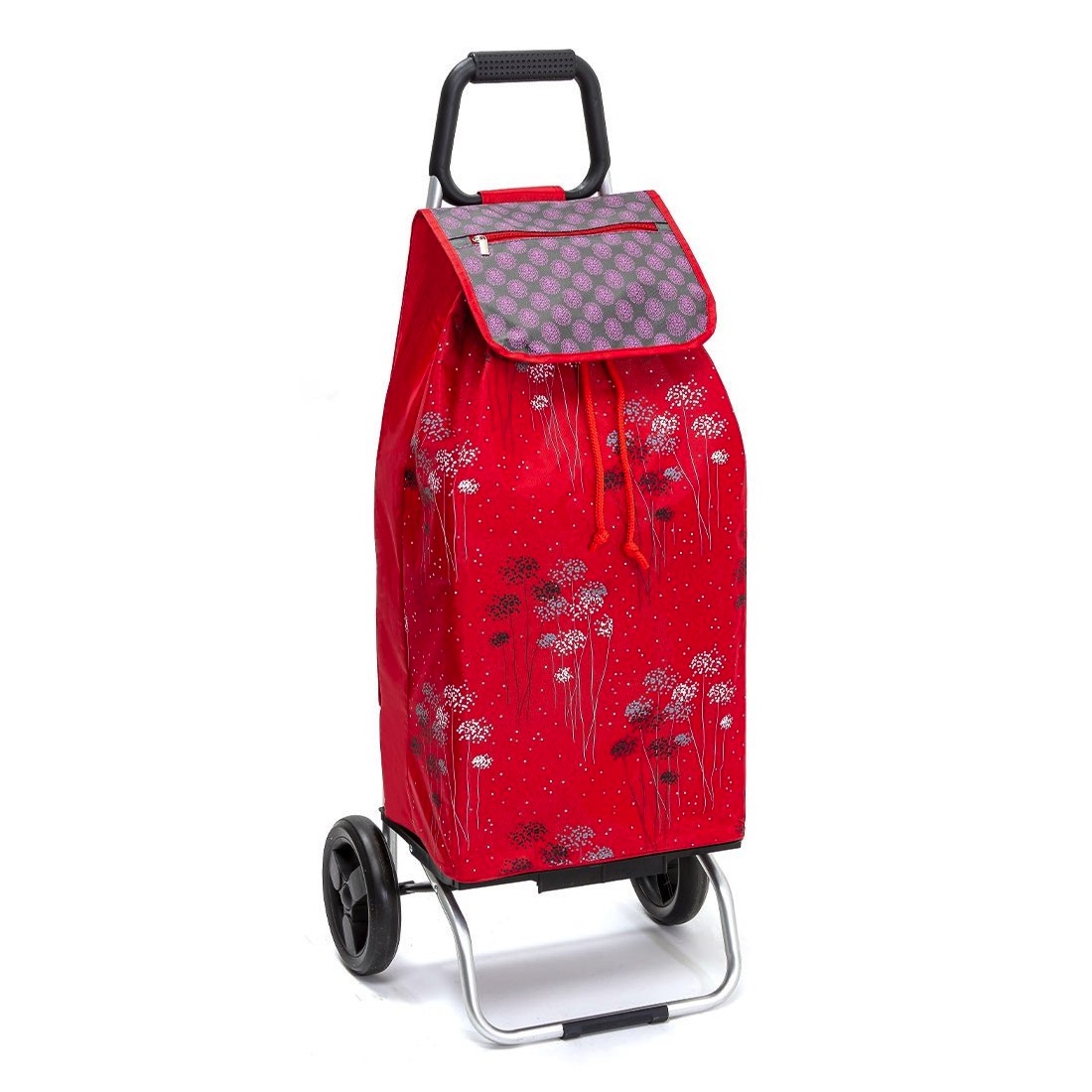 Chariot de course isotherme sidebag bleublanccourse 2 roues carlux motif urban feu artifice-rouge