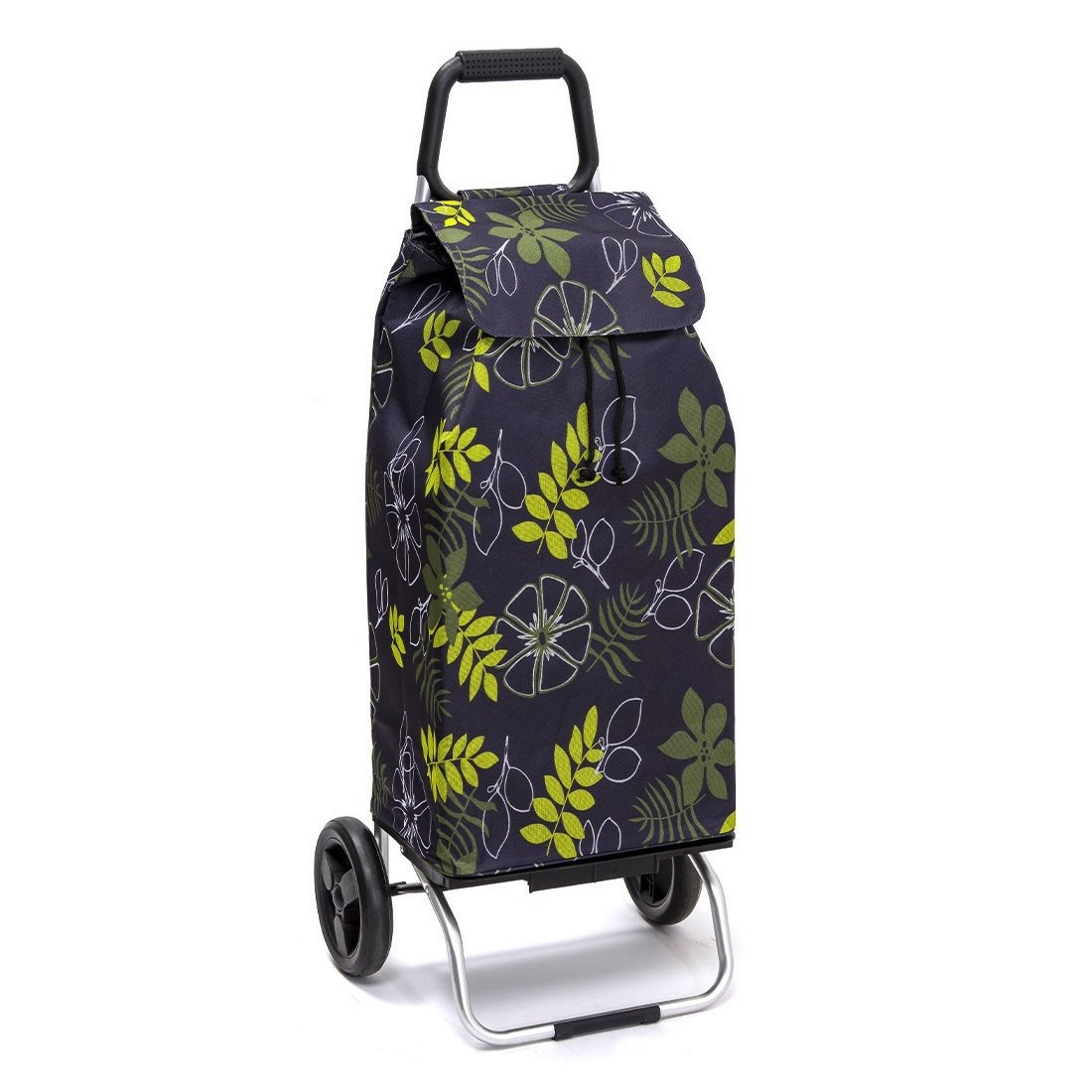 Chariot de course isotherme sidebag bleublanccourse 2 roues carlux motif fleurs