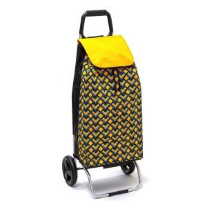 Chariot de course isotherme sidebag bleublanccourse 2 roues carlux geometrik-jaune