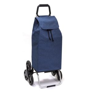 Chariot de course isotherme sidebag bleublanccourse 6 roues carlux bleu chiné