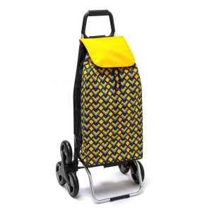 Chariot de course isotherme sidebag bleublanccourse 6 roues carlux geometrik-jaune
