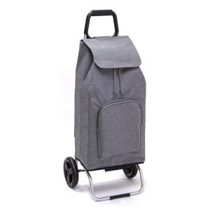 Chariot de course isotherme sidebag bleublanccourse 2 roues carlux multipoches-trio-chine-gris