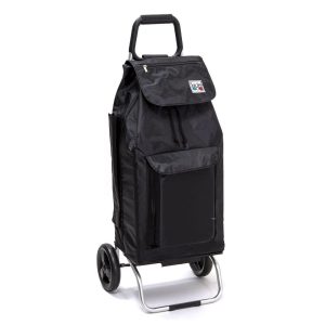 Chariot de course isotherme sidebag bleublanccourse 2 roues carlux multipoches-noir