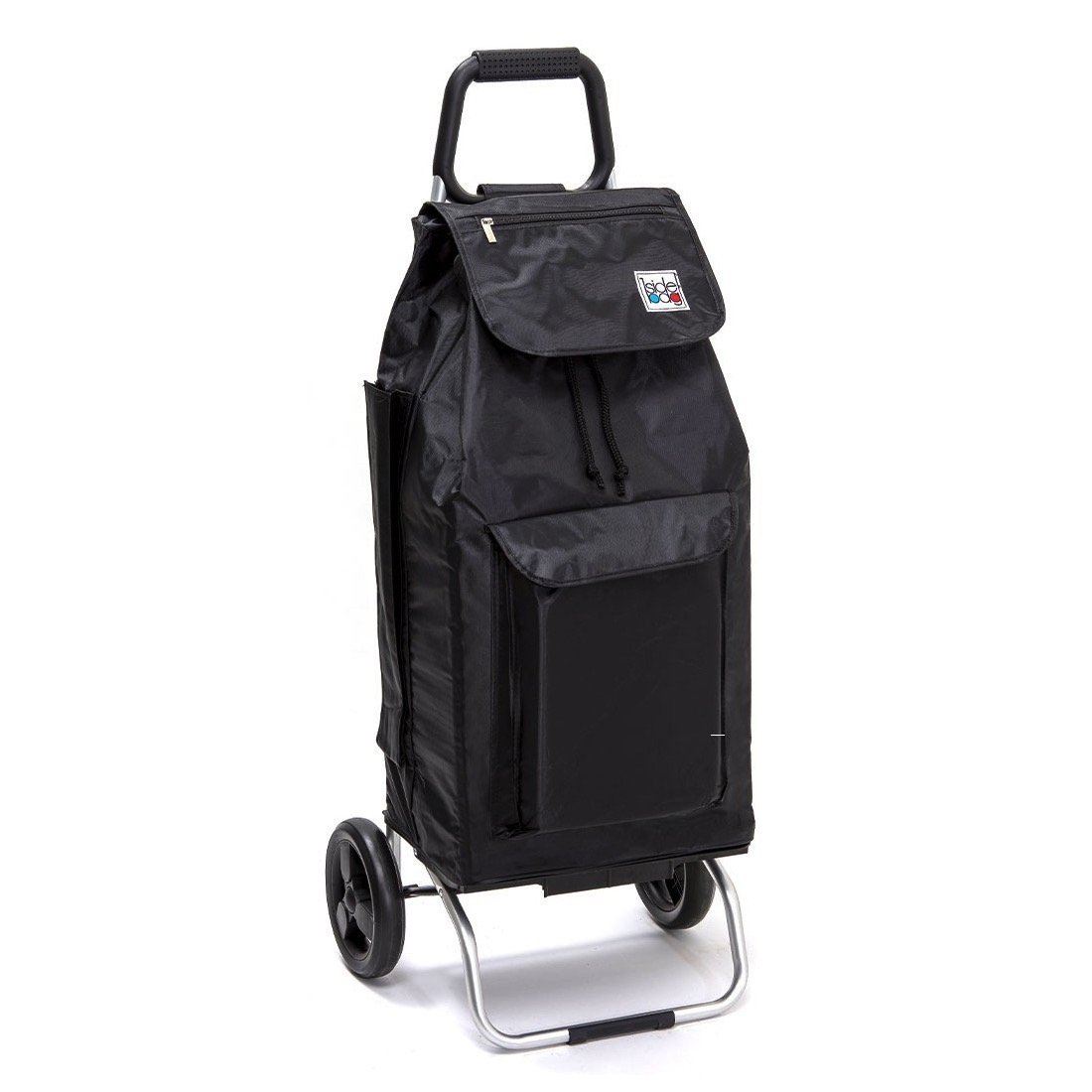 Chariot de course isotherme sidebag bleublanccourse 2 roues carlux multipoches-noir